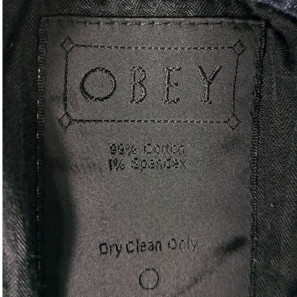Obey Propaganda Jeans 34x32 Tight Stretch Straight Leg Blue Denim Men’s Slim Fit - Picture 3 of 6